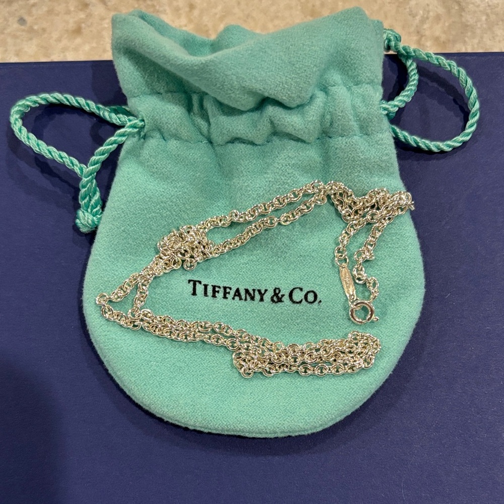 Tiffany & Co. Silver Chain with Turquoise Pouch